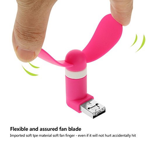 USB-Telefon-Fan, HAWEEL ® 3.5-Zoll-Mode zwei Ports Portable USB / Micro USB Phone Mini-Lüfter mit zwei Blätter für Samsung Galaxy S6 / S5, Sonstiges Handy mit OTG Function(Magenta) - 3