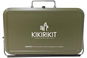 KIKIRIKIT EVERYTHING IN A KIT KIKIRIKIT - Barbacoa carbón - Barbacoa portátil carbón- Barbacoa plegable - Kit Barbacoa - Accesorios Camper- Regalo original - Regalos para padres (Verde, Basic Kit)