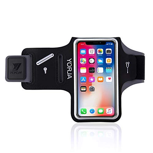 Joggingarmband für iPhone X/XS/XR/XS max/8 Plus/7 Plus/6 Plus, Schweißfeste Sporttasche mit Schlüsselhalter, Kartenfach und Geldfach für Joggen, Wandern, Radfahren, Walking, Workout
