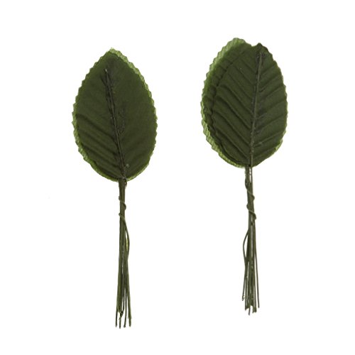 200pcs Künstliche Blätter Deko Blätter Grün Floristik Basteln Hobby Seide Rosenblätter Blumensträuße Hochzeit Knopfhellgrün - dunkelgrün
