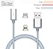 Produktbild DEUTSCHE MARKE: 2-in-1 Magnetisches USB Ladekabel Lightning und Micro USB - 100% OHNE NonSupport Fehlermeldung - Datenkabel Nylon geflochten für Iphone 7 6 6S 6 Plus SE 5 5S 5C und iPad mini 4 Air 2 iPod und Android Smartphone Tablet (Silber)