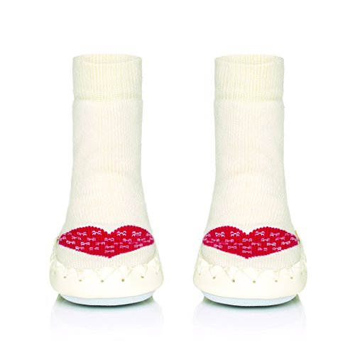 Moccis Warmes Herz Baby - Leder Mokassins Hausschuhe Socken