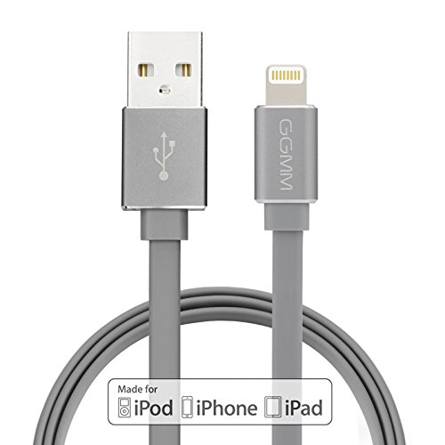 Preisvergleich Produktbild [Apple MFI zertifiziert] GGMM Lightning Kabel Syncwire Datenkabel Ladekabel Dauerhaftes Flachkabel mit Aluminiumgehäuse 3.3ft. / 1M für iPhone 7 7 Plus SE 6s 6 Plus 6 5S 5C 5, iPad Air 2, Mini 3, iPod 5 und iPod Nano 7 usw. (Grau)