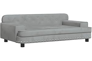 vidaXL Cama para Perro, Sofá para Mascotas con Marco de Madera, Cesta para Cachorros Casa Interior, Gris Claro 90x53x30 cm Terciopelo