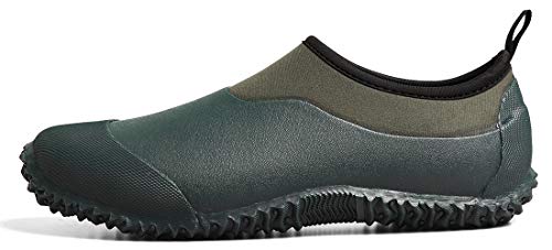 Preisvergleich Produktbild TENGTA Unisex Wasserdicht Neopren Gummistiefeletten Damen rutschfeste Gartenschuhe Herren Regenstiefel Dunkelgrün 44