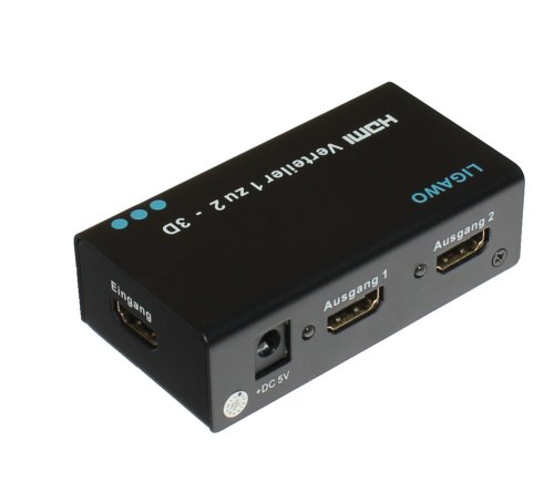 Ligawo HDMI Splitter 2-fach – verteilt 1 HDMI Signal an 2 Geräte (Monitor, Beamer, Tv) - 2