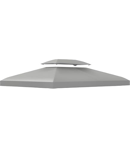 Outsunny 4 Zijwanden Voor 3x4 M Paviljoen – Lichtgrijs Polyester, Met Haken & Ringen, 352x205 Cm Per Paneel 2 miniatura