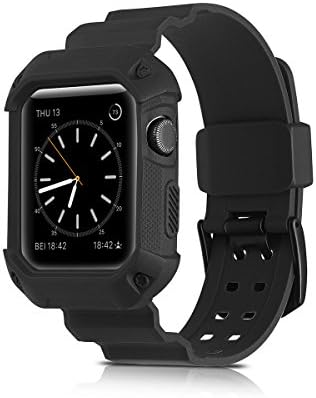 Dassions Apple Watch Band, Luxury Stainless TPU 360° full coverage Quick Replacement Strap with Adjustable Buckle for iWatch Strap/Apple Watch Series 3/ Series 2/ Series 1 (38mm, Black)
