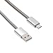 Produktbild SM-PC®, 0,8m 80cm Micro USB 2.0 Hi-Speed Kabel, USB-A Stecker an Micro-B Stecker Metall, silber #084