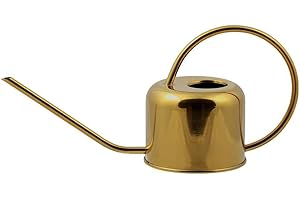 PLINT 0.9L Watering Can, Modern Style Watering Pot for Indoor House Plants, Coloured Galvanised Powder Coated Steel, Contemporary Metal Design with Narrow Spout and High Handle, Glossybrass