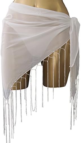 Tassled Tieside Beach Wrap White Large Size