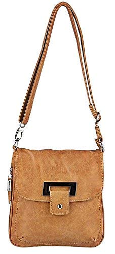 Bag Street - Bolso al hombro de cuero sintético para mujer marrón coñac