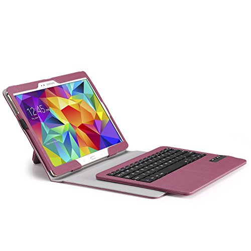 MoKo Abnehmbare Wireless Bluetooth Tastatur Drahtlose QWERTY Keyboard mit PU Leder Tasche Schutzhülle Ledertasche Lederhülle Hülle Case für Samsung Galaxy Tab S 10.5-Zoll Tablet,Lila - 3
