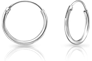 DTPSILVER Pendientes Aro Plata Mujer - Pendientes Aro Hombre - Aros Plata Mujer - Argollas de Plata Mujer - Aros de Plata Mujer - Espesor 1.2 mm - Diámetro 8,10,12,14,16,18,20,25,30,40,50,60,70,80 mm