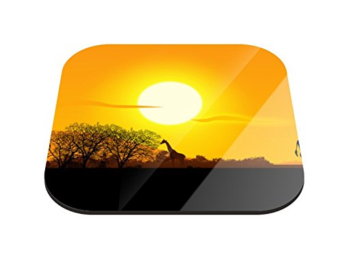 Untersetzer Giraffen im Sonnenuntergang B x H: 10cm x 10cm - 2er Pack von Klebefieber®