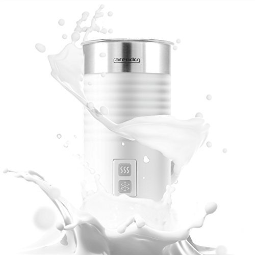 Arendo milkloud Milchaufschäumer automatisch | milk frother | rostfreies Doppelwanddesign | 2-Tasten für Warm- und Kaltaufschäumen | Soft-Touch-Oberfläche | Überhitzungsschutz durch automatische Abschaltfunktion | antihaftbeschichtet | 360° Basisstation | weiß / silber (gebürsteter Edelstahl) - 5
