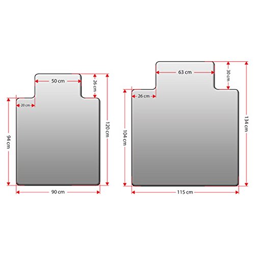 Office Marshal Bodenschutzmatte für harte Böden, rechteckig mit Lippe, kein Recyclingmaterial, Bisphenol A (BPA) -frei | 90x120cm - 2