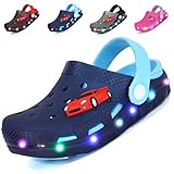  adituob Kinder Mädchen Jungen LED Clogs Beleuchtet Sommer Strand Schuhe Wander Hausschuhe Blau23