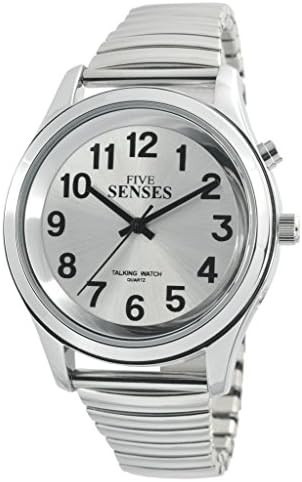 Talking Watch 2nd GENERATION ! SENSES Men's Silver-Tone Alarm low vision metal Talking Watch (TC-TK27-A350G-09)(M106)