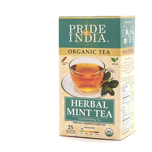Pride Of India- Herbal Mint Tea Bags (Caffeine Free) - 6 Pack (150 tea bags) - Improves Metabolism, Breaks Congestion, Good for Immunity - Cool & Refreshing Flavor - Offers Amazing Value for Money