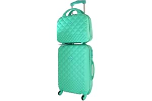Camomilla Milano Set Valigeria, Set di Valigie, Trolley da Viaggio (40 lt.) + Vanity Case (15 lt.), Materiale Rigido, Ruote Pivotanti, Colore Verde Azzurro