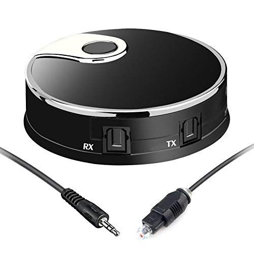 YETOR Transmetteur Bluetooth Optique, Émetteur Bluetooth Adaptateur Sans Fil optique de câble Toslink , 3.5mm et RCA pour TV/PC/Systèmes Audio de Salon(AptX Basse Latence, Double Appairage) ...