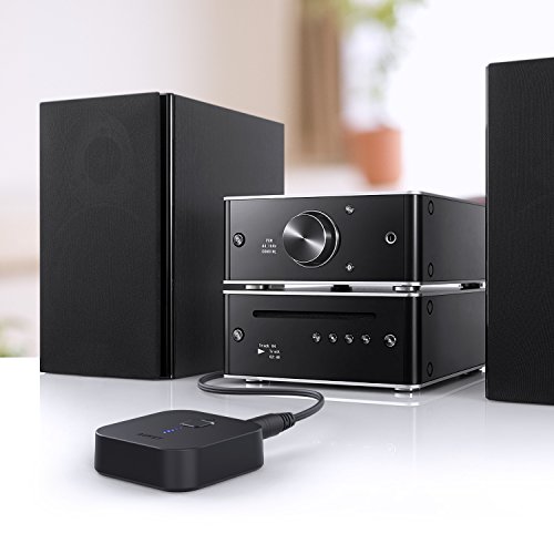 AUKEY Ricevitore Bluetooth 4.1, Adattatore Audio Portatile con Microfono Incorporato per Chiamate in Vivavoce, Musica Stereo da Altoparlanti Auto con 3,5 mm Jack per Smartphone e altri Dispositivi