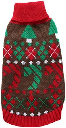 Holiday Christmas Reindeer Vintage Classic Dog Sweater Festive Dress Pet Coat Winter for Cat Small Dog Puppy (XX-Large, Red)