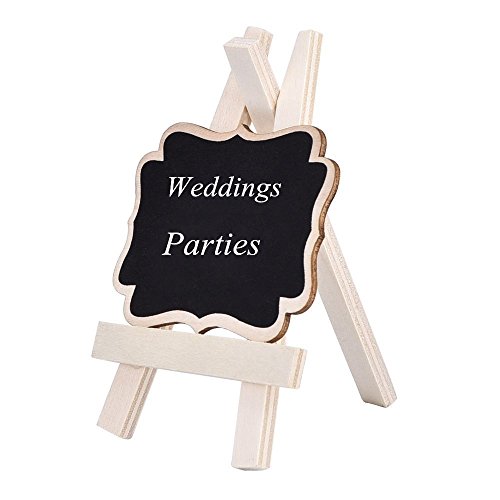 Yalulu 10 Stück Kreidetafel Hölzernen aus Tafel Wordpad Message Board Nachricht Board Tafel Chalkboard Schilder- Rechteckig Geformt, Deko Memotafel Küchentafel Wandtafel für Weihnachtsfest Hochzeitsdeko mit Staffelei - 4