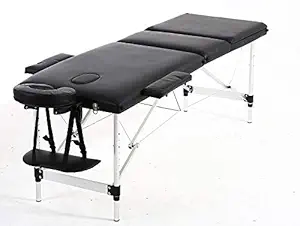 Tattoo Gizmo Portable Massage Table Tattoo Bed Massage Bed Spa Bed Strong Aluminium Base, 70 cm Wide, Both Side Headrest - Black