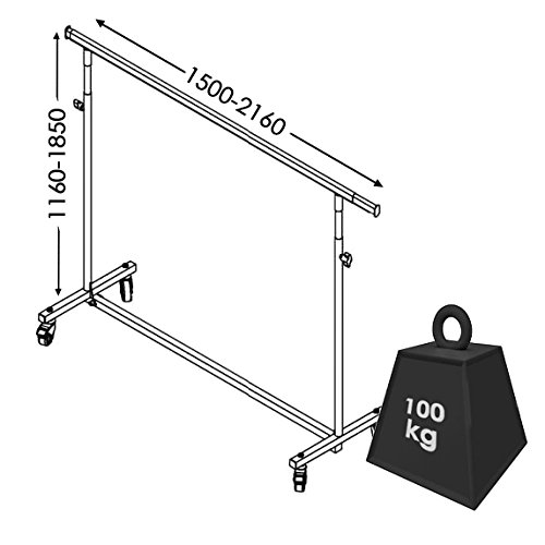 Reiserollständer höhenverstellbar klappbar verchromt (150cm Breite) - 9