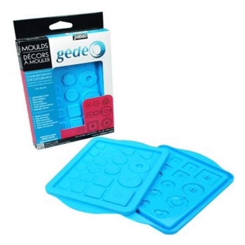 Gedeo Pebeo Stampino per Decorazioni in Resina o Cera a Forma di Bottoni, in Silicone al Platino, da 13 x 18,5 cm, Colore: Azzurro