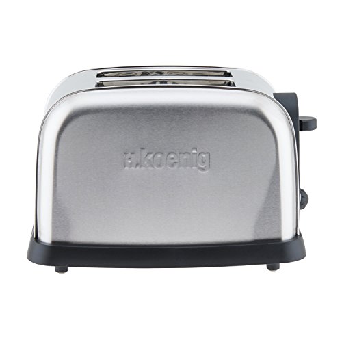 H.Koenig TOS7 edelstahl-Toaster 2 scheiben, 850 W Leistung, 6 Bräunungsstufen, silber