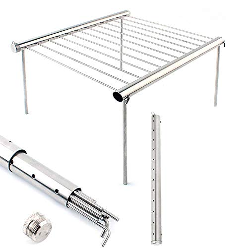 spécifications Baffect pliante barbecue grill Rack Portable Grill outils Campact Grill de camping Mini Poche BBQ Grille Barbecue Grille de réchauffement universel pour brasero de voyage, camping, randonnée, Festivals-chrome
