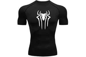 MIDUNU T-Shirt à Manches Courtes Spider pour Hommes Respirant à séchage Rapide Sports Top Musculation Survêtement Compression Chemise Fitness Hommes,1,M
