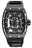Loluka Herren Uhr Analog Quarzwerk Silikon Schwarz Armband Skelett Totenkopf Cool Mode Pirat Design