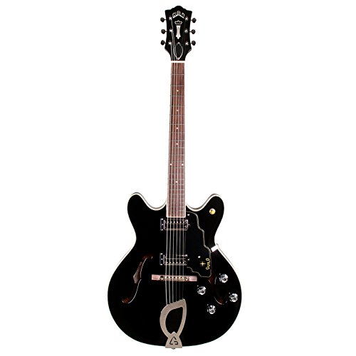 Hermandad Starfire IV Semi-Hollow cuerpo guitarra eléctrica con funda (negro)