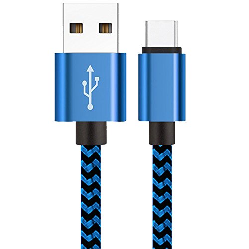 USB Typ C Kabel [Ultra Durable] H quadratic Nylon geflochten – für Huawei P9, Nexus 6P, Nexus 5X, Oneplus 2, neues Macbook, ChromeBook Pixel, Nexus 5X / 6P, OnePlus 2/3, (Länge 1M Farbe Blau) - 2