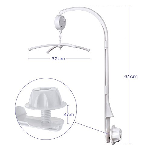 Esonstyle Kind Krippe Mobile Bett Glocke Halter Arm Bracket + Wind-up / Auto Music Box Mutter Schraube Sets Rotary Box Mobile für Baby-Kinder (66CM) - 2
