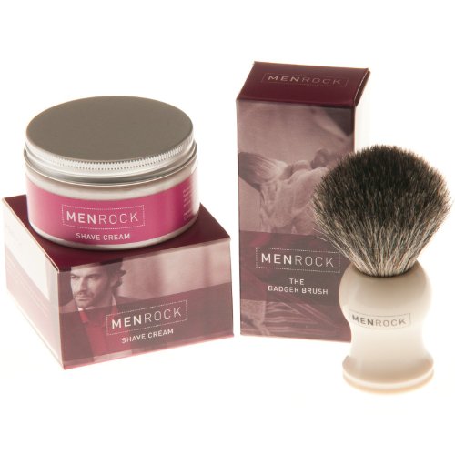 Traditional Badger Shaving Brush and Shaving Cream Gift Set