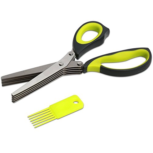 Kräuterschere, Schere Zackenschere Edelstahl Herb Scissors mit 5 Klingen