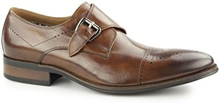 Paolo Vandini RAMBEAU Mens Leather Brogue Monk Shoes Tan 45