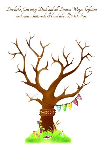 personalisiertes Geschenk zur Taufe, Fingerabdruck-Baum Poster 29x42cm, Taufe Gästebuch Alternative - 2
