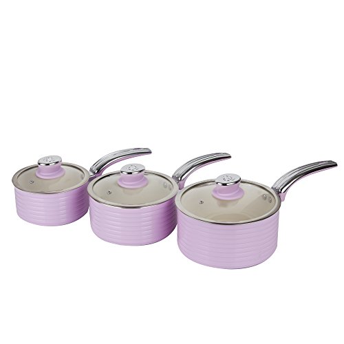 Swan Set de 3 cazuelas, Aluminio, Rosa, 16 cm