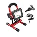 Produktbild SZYSD LED 10W Rot Akku Baustrahler Fluter Wiederaufladbar Strahler Arbeitsleuchte Handlampen Flutlicht IP65 Warmweiß