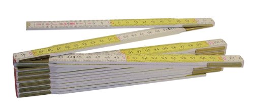 Metrica 23169 Holzgliedermassstab 3 m Duplex-Teilung, weiß/gelb