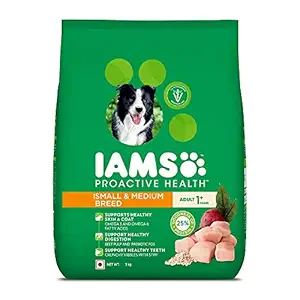 IAMS Proactive Health Adult Small & Medium Breed Dogs (1+ Years) Dry Dog Food, Chicken, 3 kg Pack