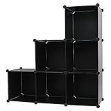 Songmics Interlocking Storage Cube Organiser Unit for Clothes, Shoes, Handbags, Toys, Bathroom Items 112 x 112 x 37 cm Black LPC112 (Kitchen &amp; Home)