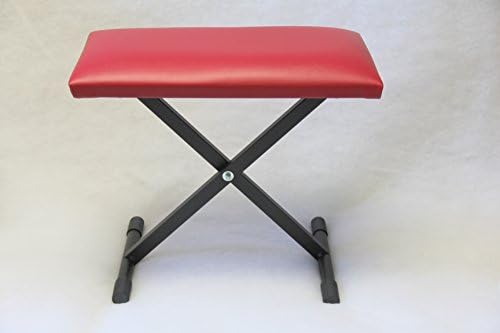 MS303RV X Frame Folding Leg Height Adjustable Bench with Red Vinyl Seat