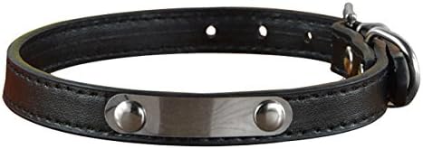 Dog Collar PU Leather Pet Collar Neck 51cm for Small Pet Cat Dog with Studded (Black, Adjustable Width: 37-45cm 11''-13.5'') - USOME